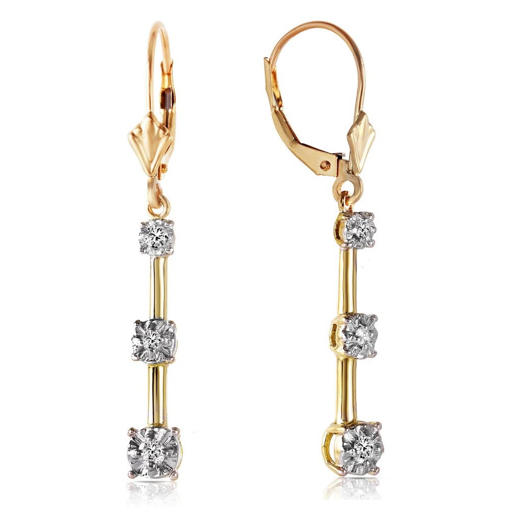 14K. SOLID GOLD LEVER BACK DIAMONDS EARRINGS